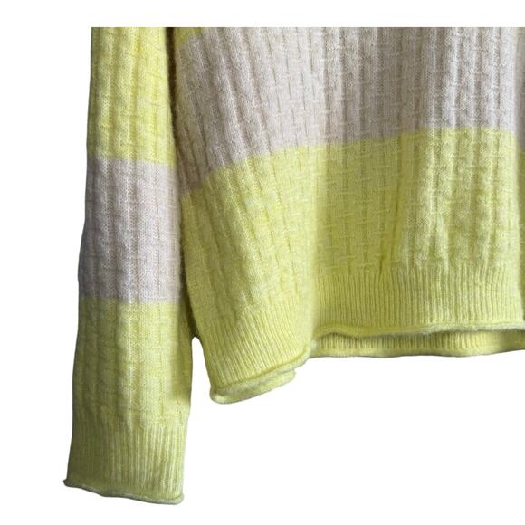 French Paris Yellow & Cream Striped Purple Collared Knit Sweater Size Medium - Picture 3 of 6